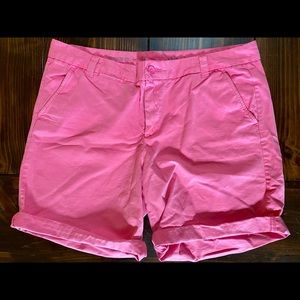 Neon Pink Gap Khakis Boyfriend Roll up shorts Size 12